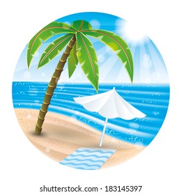Vector illustration. Tropical beach.