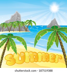 Vector illustration. Tropical beach.