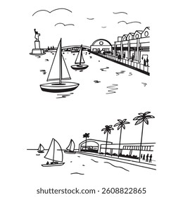 Vector illustration of a tropical beach