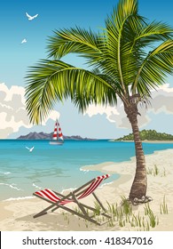 Vector illustration of the tropical beach