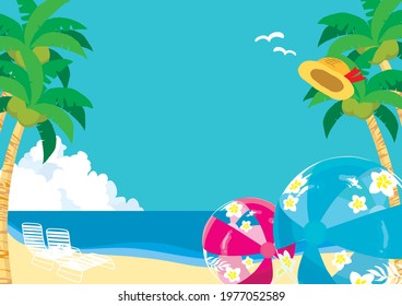 Vector illustration of Tropical beach landscape.