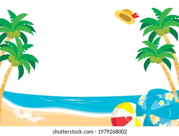 Vector illustration of Tropical beach landscape.