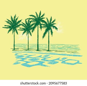 Vector illustration of tropical beach landscape.