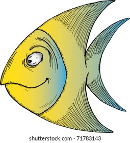 Vector illustration of a tropical cartoon fish