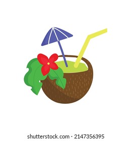 vector illustration tropical cocktail with umbrella