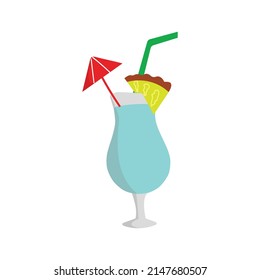 vector illustration tropical cocktail with umbrella