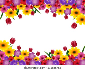 Vector Illustration Tropical Flower Border Frame Stock Vector (Royalty ...