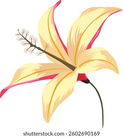 Vector illustration of tropical flower on transparent background. Exotic flowers. Trendy colorful design for t-shirt, fashion, print, fabric.