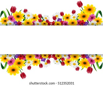 Vector illustration of  Tropical flowers banner 
