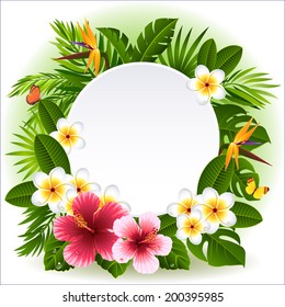 Vector illustration - tropical flowers and plants 