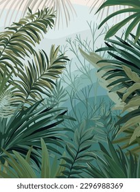 Vector illustration of tropical forest.