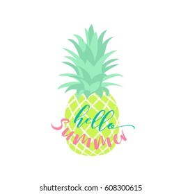 Vector illustration of tropical fruit pineapple. Fruit symbol