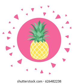 Vector illustration of tropical fruit pineapple. Fruit symbol