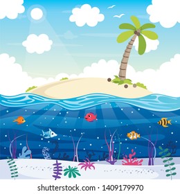 Vector Illustration Of Tropical Island