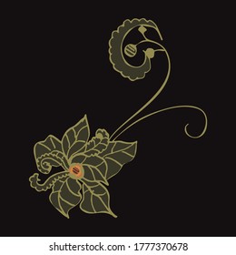 ilustración vectorial de una hoja tropical. Las brochas artísticas crean una ilustración botánica en capas de una palma