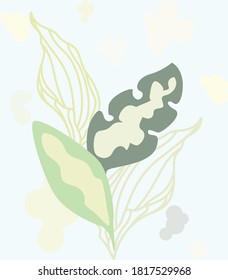 vector illustration of tropical leaf pattern in pastel colors