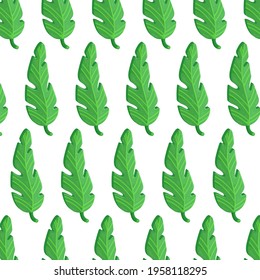 Vector illustration of a tropical leaf pattern. In botany, the outer organ of a plant whose main functions are photosynthesis, gas exchange, and transpiration.