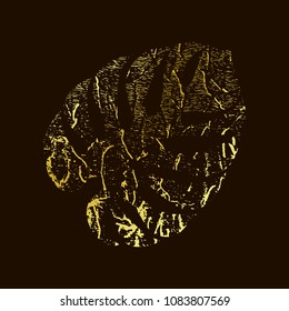 Vector illustration of a tropical leaf print isolated on black