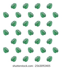 Vector Illustration. Tropical leaves, Dark green leaves of monstera or split-leaf philodendron. Pattern design