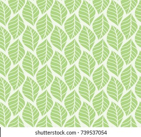 Vector illustration of tropical leaves seamless pattern. Floral organic background. Hand drawn leaf texture.