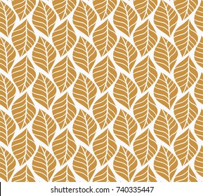 Vector illustration of tropical leaves seamless pattern. Floral organic background. Hand drawn leaf texture.