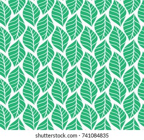 Vector illustration of tropical leaves seamless pattern. Floral organic background. Hand drawn leaf texture.