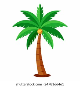 Vector illustration of a tropical palm tree, symbolizing beach vacations. Relax in its shade