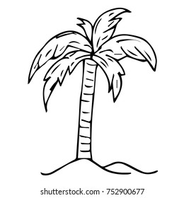 Vector illustration of tropical palm tree with crown of green fronds symbolic of a  vacation and summer travel. 