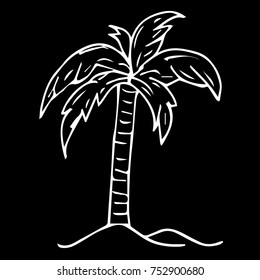Vector illustration of tropical palm tree with crown of green fronds symbolic of a vacation and summer travel. 