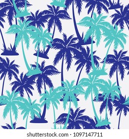 vector illustration tropical palm trees seamless trendy pattern