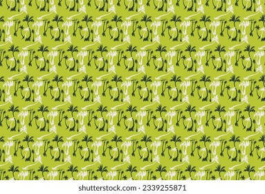 Vector illustration tropical palm trees seamless trendy pattern. Tropical pattern with sketchy vintage palm trees. Hand drawn vector illustration.