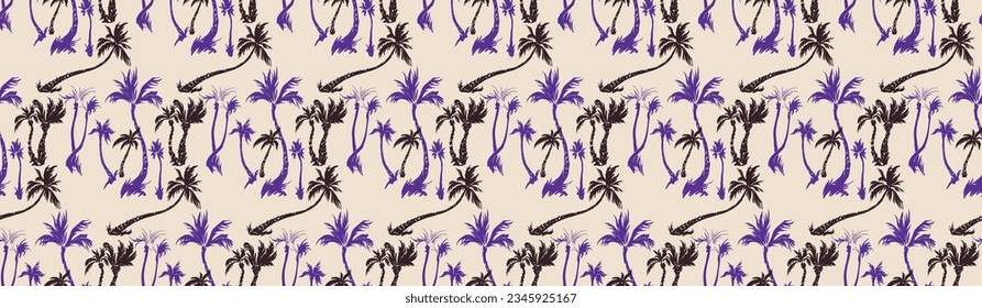 Ilustración vectorial de palmeras tropicales sin fisuras patrón de moda. Patrón tropical con palmeras de época. Ilustración vectorial dibujada a mano.