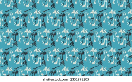 Ilustración vectorial de palmeras tropicales sin fisuras patrón de moda. Patrón tropical con palmeras de época. Ilustración vectorial dibujada a mano.