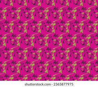Vector illustration tropical palm trees seamless trendy pattern. Tropical pattern with sketchy vintage palm trees. Hand drawn vector illustration.