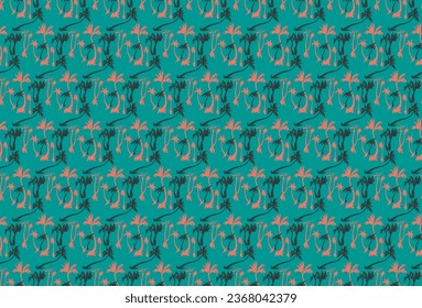 Vector illustration tropical palm trees seamless trendy pattern. Tropical pattern with sketchy vintage palm trees. Hand drawn vector illustration.