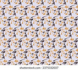 Vector illustration tropical palm trees seamless trendy pattern. Tropical pattern with sketchy vintage palm trees. Hand drawn vector illustration.