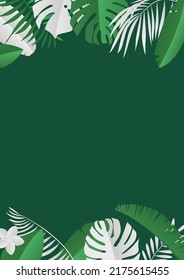 Vector illustration of tropical plants on a green background.