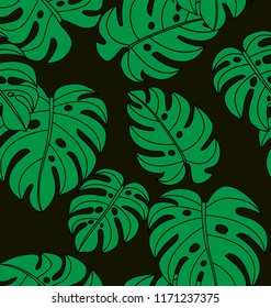 Vector Illustration of   tropical plants seamless pattern.