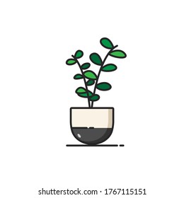 ilustración vectorial plantas tropicales líneas de diseño plano icono minimalismo