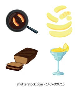 Vector illustration of tropical and ripe logo. Collection of tropical and potassium stock symbol for web.