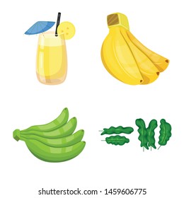 Vector illustration of tropical and ripe sign. Set of tropical and potassium vector icon for stock.