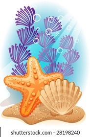 Vector illustration - tropical sea bottom