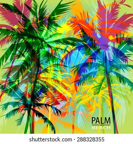  Vector Illustration Tropical Summer Print Palm Stock Vector (Royalty ...