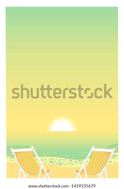 Vector Illustration Tropical Sunset Beach Couple Stock Vector Royalty