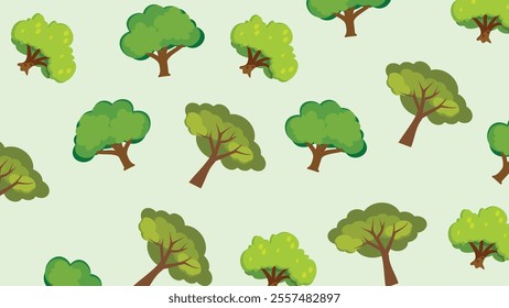 Vector illustration tropical trees seamless pattern. Tropical pattern with trees. Hand drawn vector illustration. SSTKBackgrounds