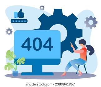 vector illustration troubleshotting error 404, editable vector