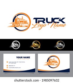 A Vector Illustration of Truck Circle Vector Sign, logo company brand