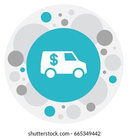 Vector Illustration Of Truck With Dollar Icon. Premium Quality Isolated Currency Camion Element In Trendy Flat Style.