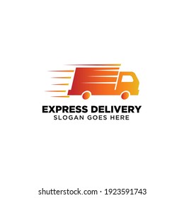 vector illustration of a truck driving fast for express delivery logo modern template