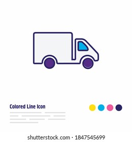 Vector illustration of truck icon colored line. Beautiful transport element also can be used as van icon element.